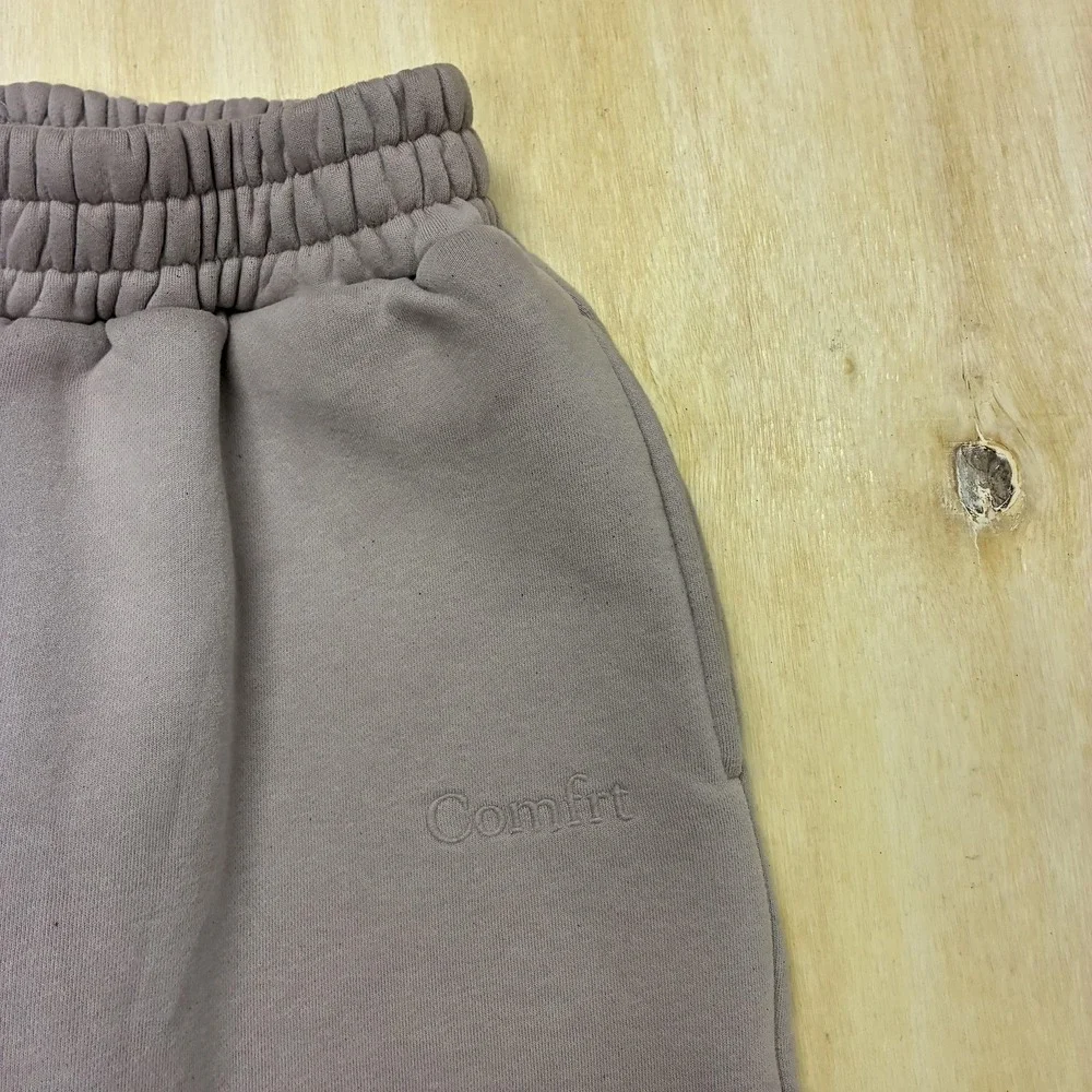 COMFRT Sweatpants Mens Medium Brown Fleece Elastic Waist Pockets Cuffed